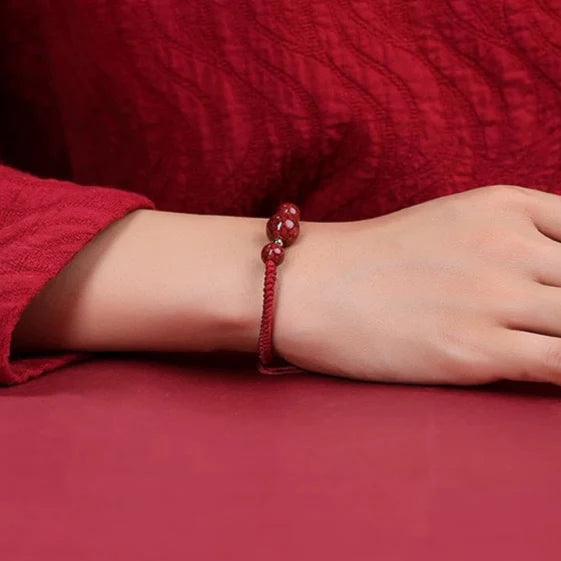 Cinnabar Crystal Sand Red String Bracelet – Hand-Braided Macramé