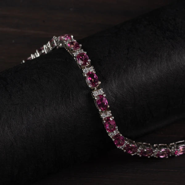 Pink Topaz 925 Silver Tennis Bracelet – Radiance & Love