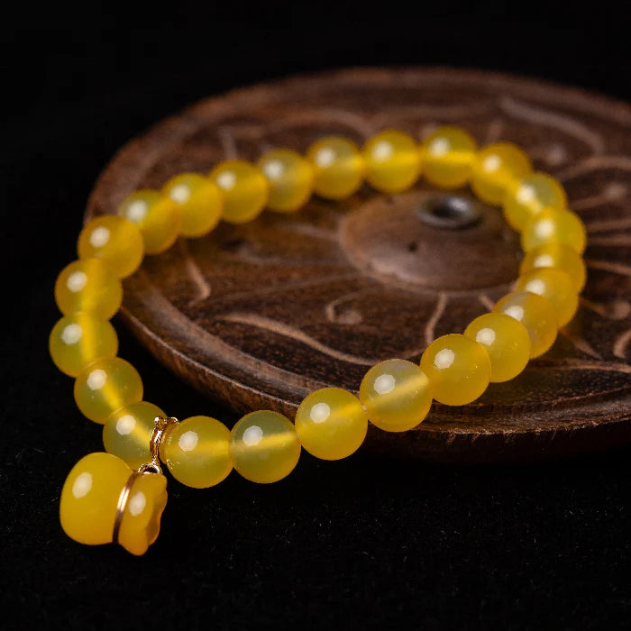 Golden Fortune Bracelet – Amber Chalcedony Prosper Charm