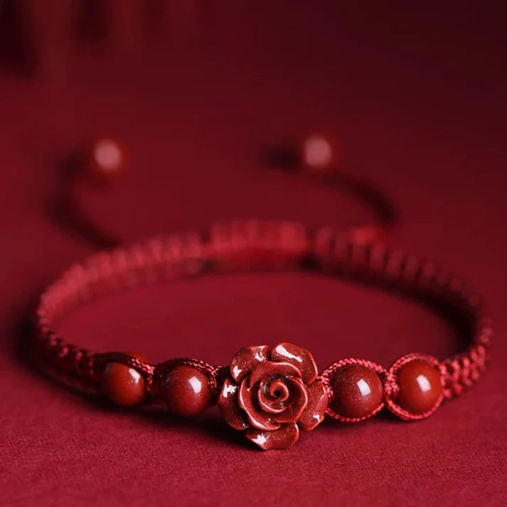 Purple Goldstone Rose Macramé Bracelet/Anklet – Wine Red