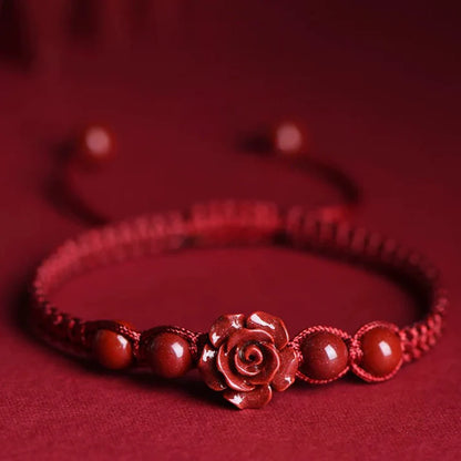 Purple Goldstone Rose Macramé Bracelet/Anklet – Wine Red