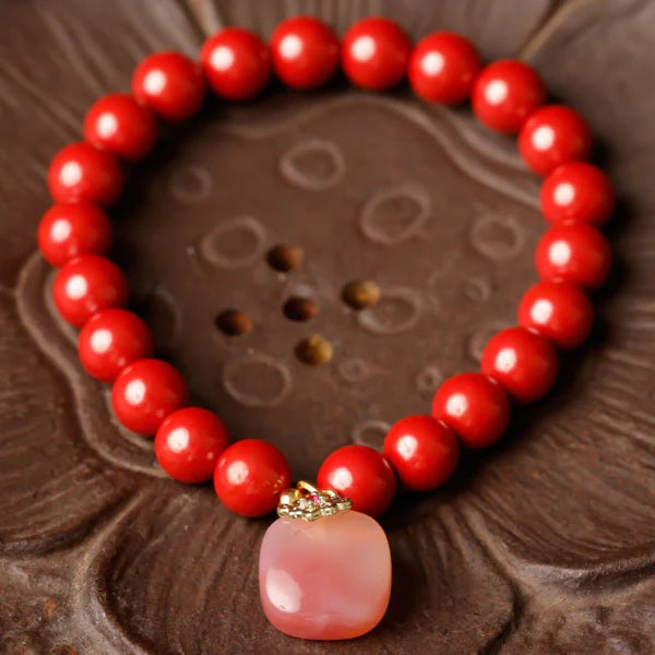 Rose Quartz & Cinnabar Love Bracele —— Attract Romance & Healing