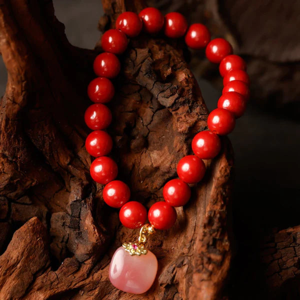 Rose Quartz & Cinnabar Love Bracele —— Attract Romance & Healing