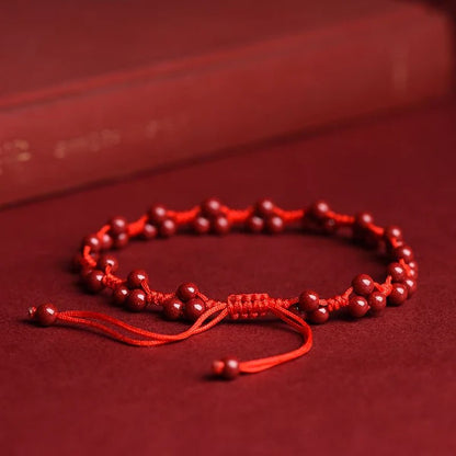 Cinnabar Red String Braided Bracelet – Adjustable Guardian Charm