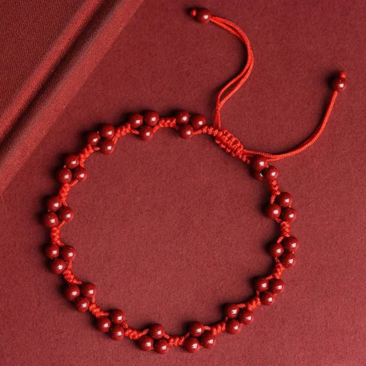 Cinnabar Red String Braided Bracelet – Adjustable Guardian Charm