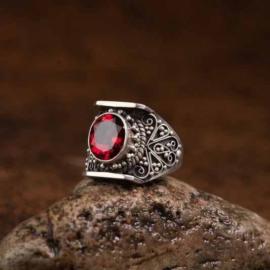 Red Topaz 925 Sterling Silver Ring – Courage & Prosperity