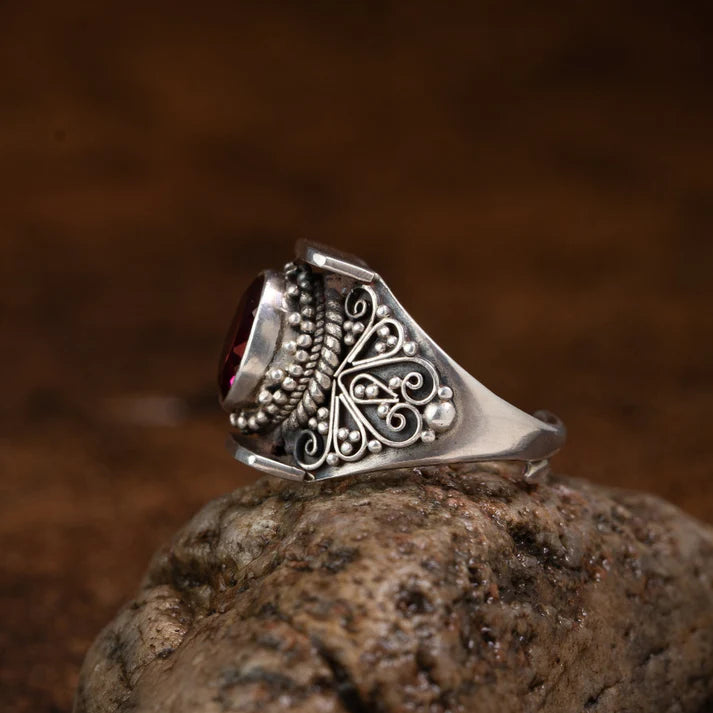 Red Topaz 925 Sterling Silver Ring – Courage & Prosperity