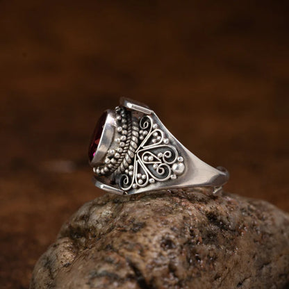 Red Topaz 925 Sterling Silver Ring – Courage & Prosperity