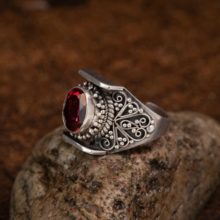 Red Topaz 925 Sterling Silver Ring – Courage & Prosperity