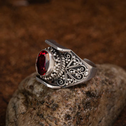 Red Topaz 925 Sterling Silver Ring – Courage & Prosperity