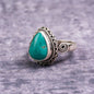Turquoise Teardrop 925 Sterling Silver Ring – Protection & Calm