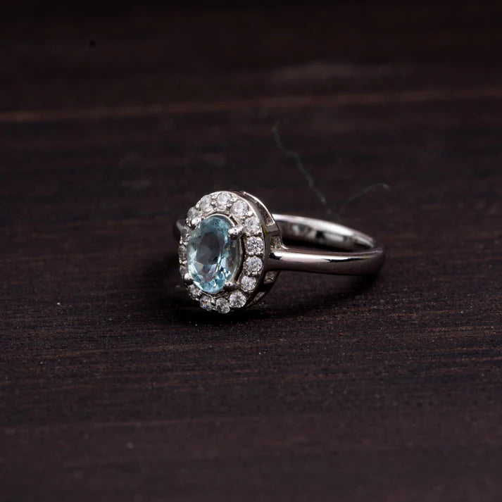 Aquamarine 925 Sterling Silver Ring – Serenity & Courage