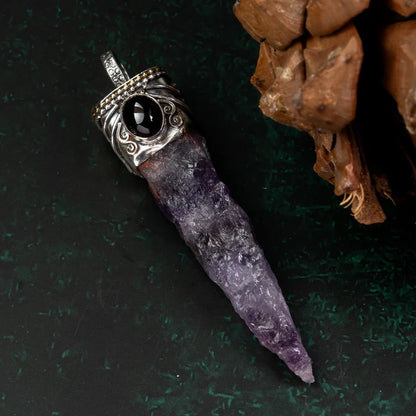 Amethyst Point Pendant with Garnet – Spiritual Focus & Energy Amplifier