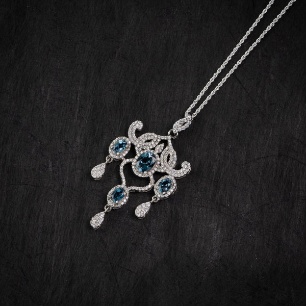 London Blue Topaz Chandelier Silver Pendant – Clarity & Communication（Pre-sale & Delivery 10 days later）