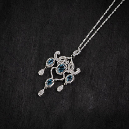 London Blue Topaz Chandelier Silver Pendant – Clarity & Communication（Pre-sale & Delivery 10 days later）