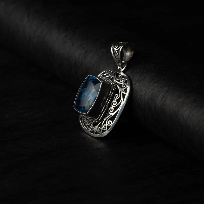 Blue Topaz Filigree Silver Pendant – Clarity & Communication