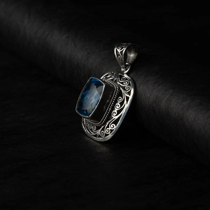 Blue Topaz Filigree Silver Pendant – Clarity & Communication