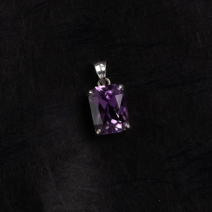 Amethyst Rectangular Silver Pendant – Clarity & Poise