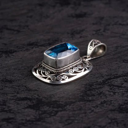 Blue Topaz Filigree Silver Pendant – Clarity & Communication