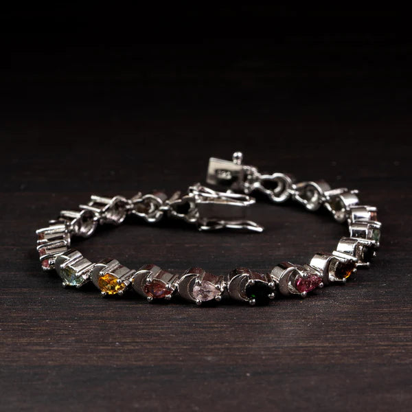 Rainbow Tourmaline 925 Sterling Silver Bracelet – Joy & Balance