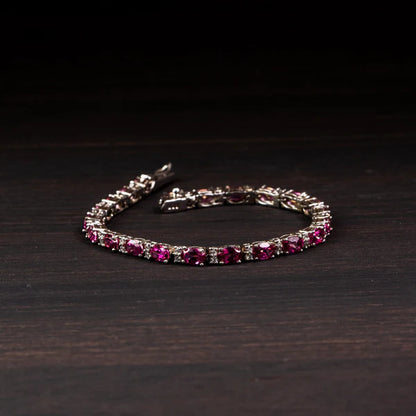 Pink Topaz 925 Silver Tennis Bracelet – Radiance & Love