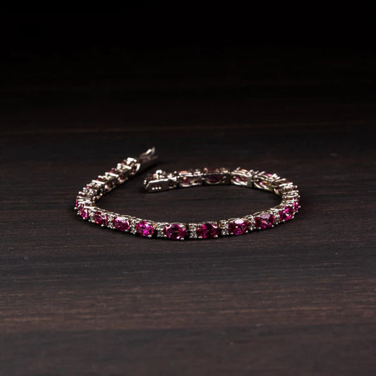 Pink Topaz 925 Silver Tennis Bracelet – Radiance & Love