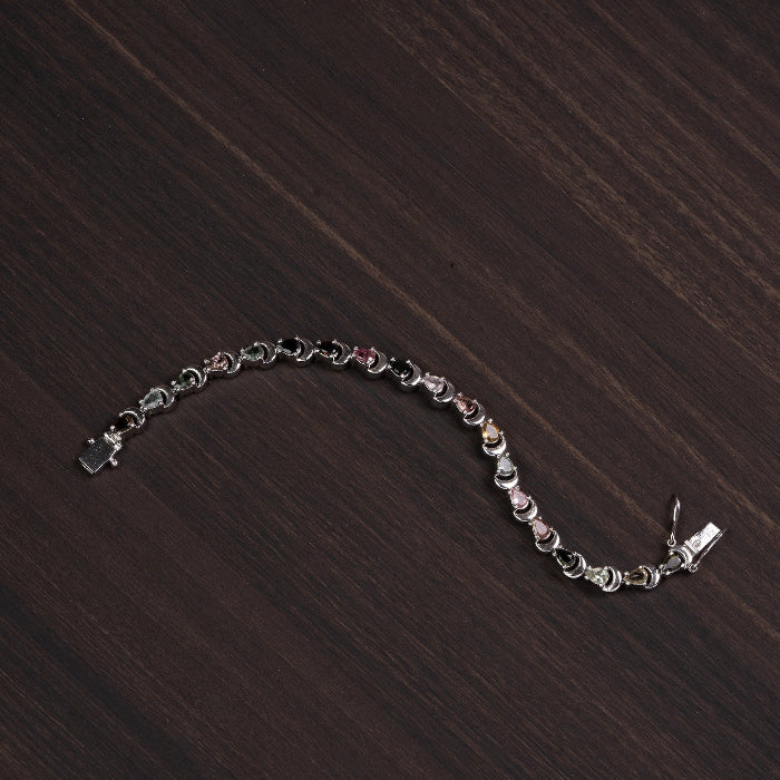 Rainbow Tourmaline 925 Sterling Silver Bracelet – Joy & Balance