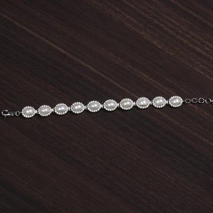Moonlight Pearl Halo 925 Silver Bracelet – Grace & Serenity