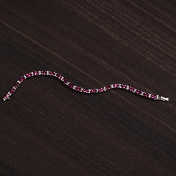 Pink Topaz 925 Silver Tennis Bracelet – Radiance & Love