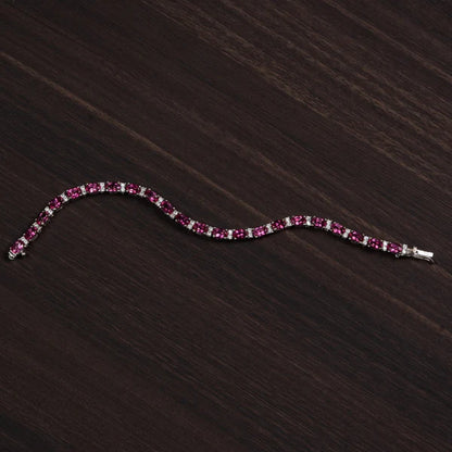 Pink Topaz 925 Silver Tennis Bracelet – Radiance & Love