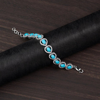 Turquoise Halo 925 Silver Bracelet – Calm & Protection