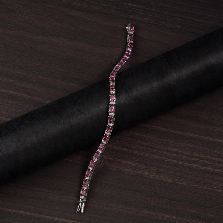 Pink Topaz 925 Silver Tennis Bracelet – Radiance & Love