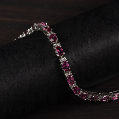 Pink Topaz 925 Silver Tennis Bracelet – Radiance & Love