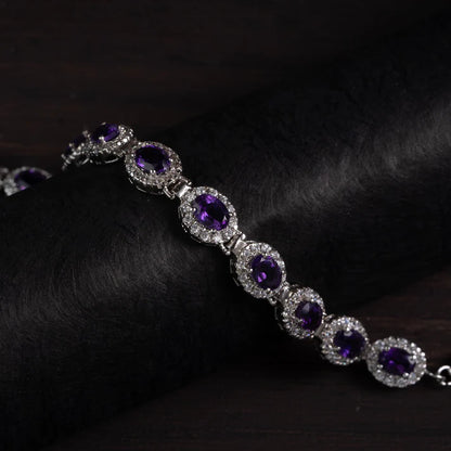 Amethyst Halo Silver Bracelet – Clarity & Calm