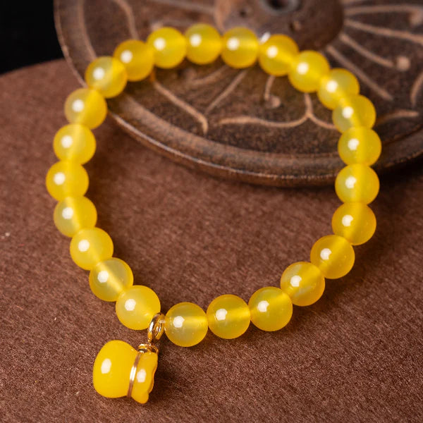 Golden Fortune Bracelet – Amber Chalcedony Prosper Charm