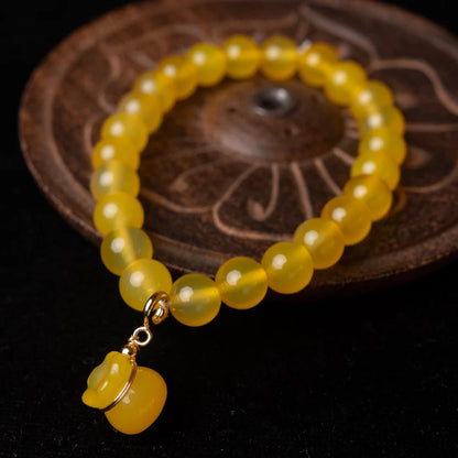 Golden Fortune Bracelet – Amber Chalcedony Prosper Charm