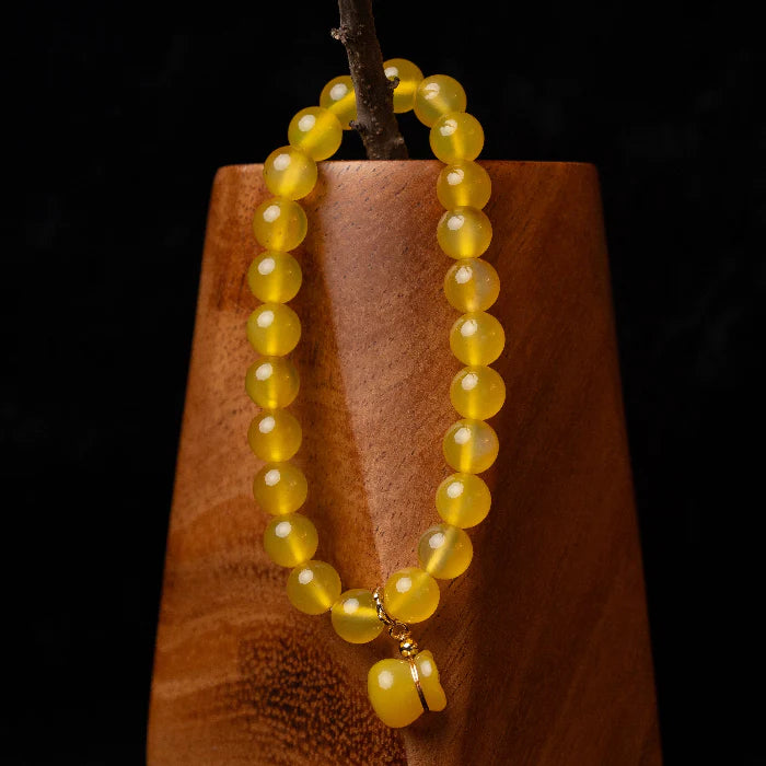 Golden Fortune Bracelet – Amber Chalcedony Prosper Charm